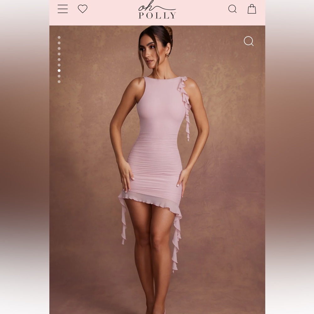Oh Polly Backless Ruffle Detailing Mini Dress in Mauve- NWT